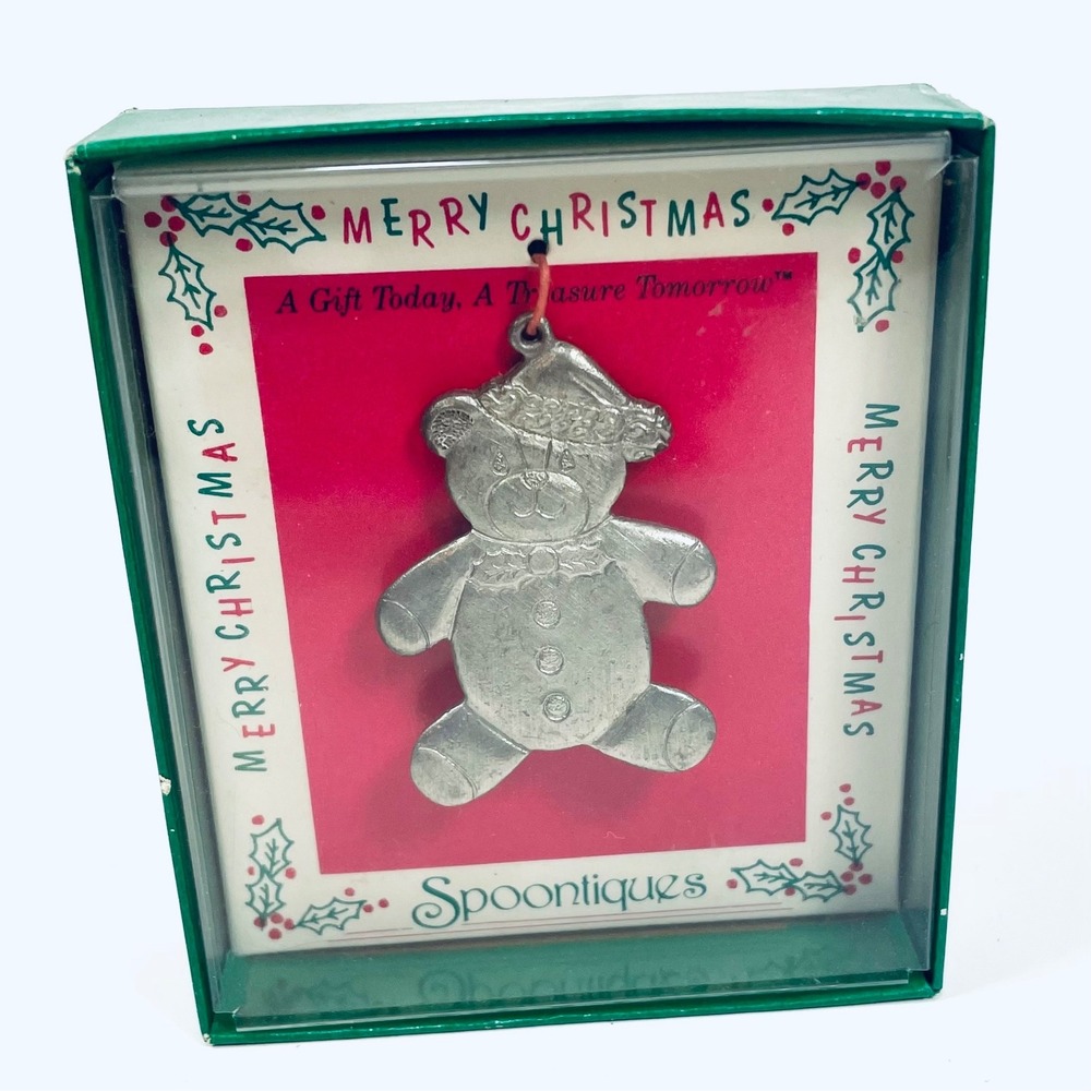 Vintage Spoontiques Pewter Christmas Ornament‎ - Old Store Stock - Bear Ornament